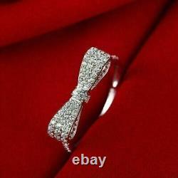 3.50 Ct Round Simulated Diamond Bow Cluster Engagement Ring 925 Sterling Silver