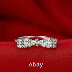 3.50 Ct Round Simulated Diamond Bow Cluster Engagement Ring 925 Sterling Silver
