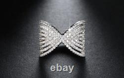 3.6ct Round Cut Simulated Diamond Ring Solid 14ct White Gold Bow Design Wedding