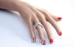 3.6ct Round Cut Simulated Diamond Ring Solid 14ct White Gold Bow Design Wedding