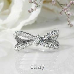 3ct Round Cut Diamond Engagement Ring Bow Knot Unique Women 14k WhiteGold Over