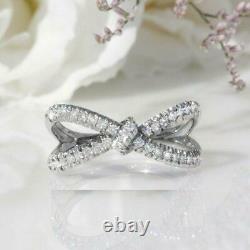 3ct Round Cut Diamond Engagement Ring Bow Knot Unique Women 14k WhiteGold Over