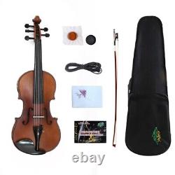 5 String Electric Acoustic Violin 4/4 Solid Maple Spruce hand Made With Case Bow