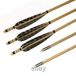 50pcs Archery 31'' Traditional Handmade Wooden Arrows OD 8.5 for Longbow Hunting
