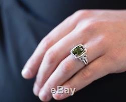 6.00ctw Green Tourmaline and Diamond Ribbon Bow Cocktail Statement Ring 18k