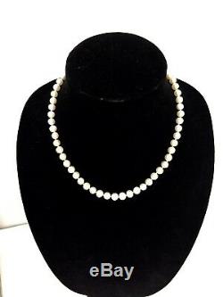 6.7mm Cultured White Pearl 20 Necklace 14k Two Tone Gold Bow Tie Clasp 181030B