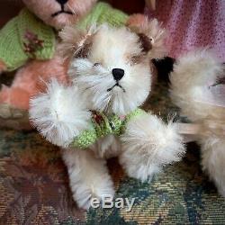 7.5 Kish RILEY & 3 Friends TEDDY BEAR, PUPPY & KITTY Matching Sweaters & Bows