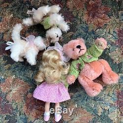 7.5 Kish RILEY & 3 Friends TEDDY BEAR, PUPPY & KITTY Matching Sweaters & Bows