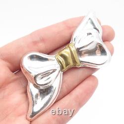 925 Sterling Silver 2-Tone Vintage Mexico Bow Pin Brooch