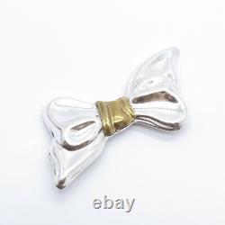 925 Sterling Silver 2-Tone Vintage Mexico Bow Pin Brooch