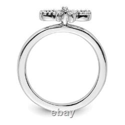 925 Sterling Silver Bow Diamond Stackable Ring