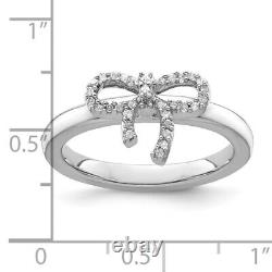 925 Sterling Silver Bow Diamond Stackable Ring