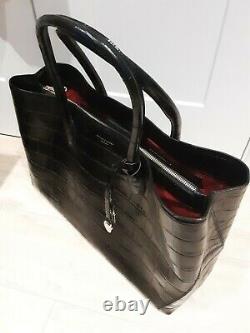 A Aspinal of London tote bag -RRP£650 large/ leather deep Shine Black Soft Croc