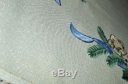 A Christmas Of Blue Bows & Holiday Edelweiss! German Hand Emb Sparkle Tablecloth