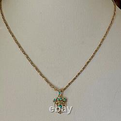ANTIQUE VICTORIAN / EDWARDIAN 15ct GOLD PAVE PEARL TURQUOISE HEART & BOW PENDANT