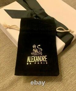 Alexandre de Paris Signature Black and Beige Bow Hand Made Hair Barrette