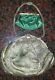 Amazing Antique Repousse 800 Silver frame Silk Paisley Hand Bag & Coin purse Set