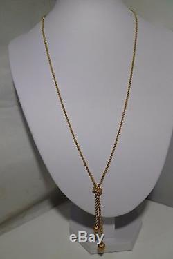 Amazing Bow Design 14k Yellow Solid Gold Rope Chain 10.3 Grams 24 Long Estate