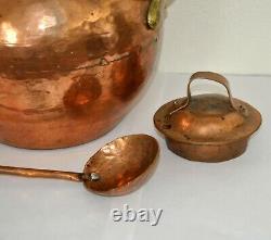 Anrique Copper Pot with Cover and Ladle Authentic Middle East Cooking Lidded Bow