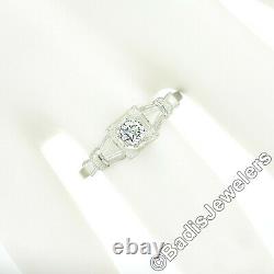 Antique 18K Gold 0.30ct Old European Diamond Solitaire Bow Sides Engagement Ring