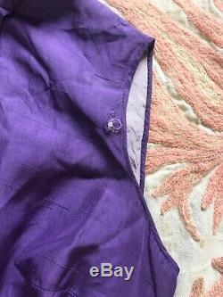 Antique 1930s Purple Silk Sleeveless Blouse Ruffle Collar Bow Handmade Vintage