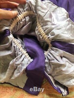 Antique 1930s Purple Silk Sleeveless Blouse Ruffle Collar Bow Handmade Vintage