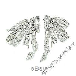 Antique Art Deco Platinum Diamond Convertible Bow Pin Brooch or Dual Dress Clip