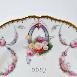 Antique Bows and Roses Garlands Copeland Plate, hand painted, 1851-95 # 1