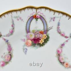 Antique Bows and Roses Garlands Copeland Plate, hand painted, 1851-95 # 1