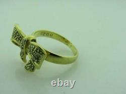 Antique Diamond Bow Ribbon 18K Yellow Gold Ring Size 4 1117500