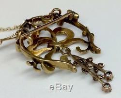 Antique Diamond Bow Tie Design Pendant/Pin Necklace 18K Yg