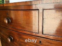 Antique Georgian Bow Fronted Chest of Drawers Mahogany Veneered Two Over Three