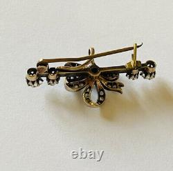 Antique Hand Made 9ct Gold Bow Brooch OVER A CARAT Of Real Diamonds
