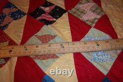 Antique Hand Stitched Feedbag Quilt 1920's Bow Tie Pennsylvania Dutch Made