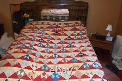 Antique Hand Stitched Feedbag Quilt 1920's Bow Tie Pennsylvania Dutch Made