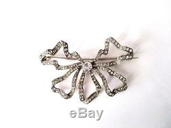 Antique Large Hallmarked Georgian Sterling Silver & Paste Bow Brooch/Necklace