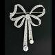 Antique Platinum 2.12ct European Diamond Pearl Tied Bow Ribbon Dangle Pin Brooch