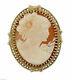Antique Victorian 14K Bow Tie Gold Shell Cameo Lady Chip Brooch Pendant