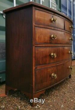 Antique Victorian Bow Fronted 5 Drawer Chest of Drawers Mahogany Rosewood