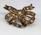 Antique Victorian Bow Pin Brooch Enamel Design Diamond Accents Solid 14K YG