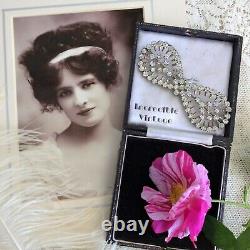 Antique Victorian Clear Paste Eternity Bow Brooch Infinity Pin Bridal Hairslide