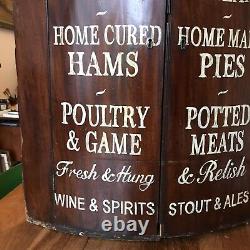 Antique Victorian Hand lettered bow fronted mahogany corner cabinet Advertising