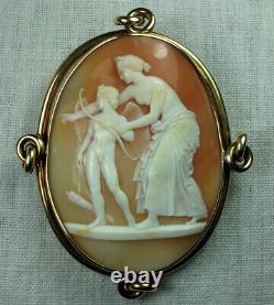 Antique Victorian Venus Teaching Cupid Shooting With His Bow Cameo Brooch, Layaw