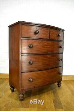 Antique Victorian mahogany bow front chest of drawers