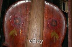 Antique Violin With Handmade Wood Case Germany Bow Extra Strings P/R Marked