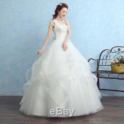 Appliques pearls Vintage White Wedding Dresses Plus Size One Shoulde Bridal Gown