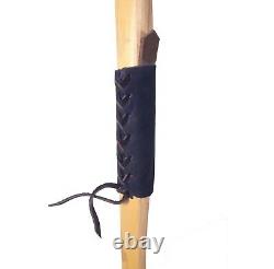 Archery Short Bow, Wooden Primitive Flatbow, Traditional Ash Self Bow 60 inch