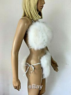 Arctic Fox Fur Bikini Two Pieces Double Sided Fur Pure White Fur Panties and Top