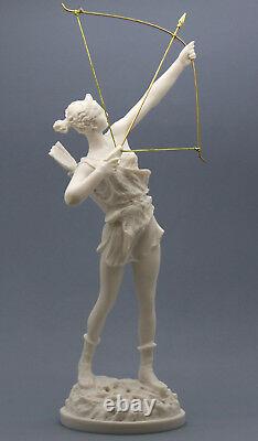 Artemis Diana with Bow Greek Roman Goddess Statue Sculpture Cast Marble 15.9 in