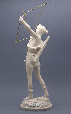 Artemis Diana with Bow Greek Roman Goddess Statue Sculpture Cast Marble 15.9 in
